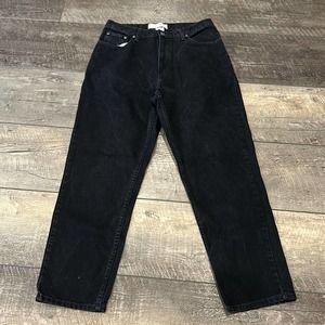 LL BEAN Double L Classic Fit Tapered Black Jeans Size 14 Inseam 28.5"